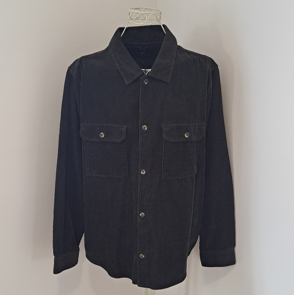 GAP Black Corduroy Casual Button Down Shirt